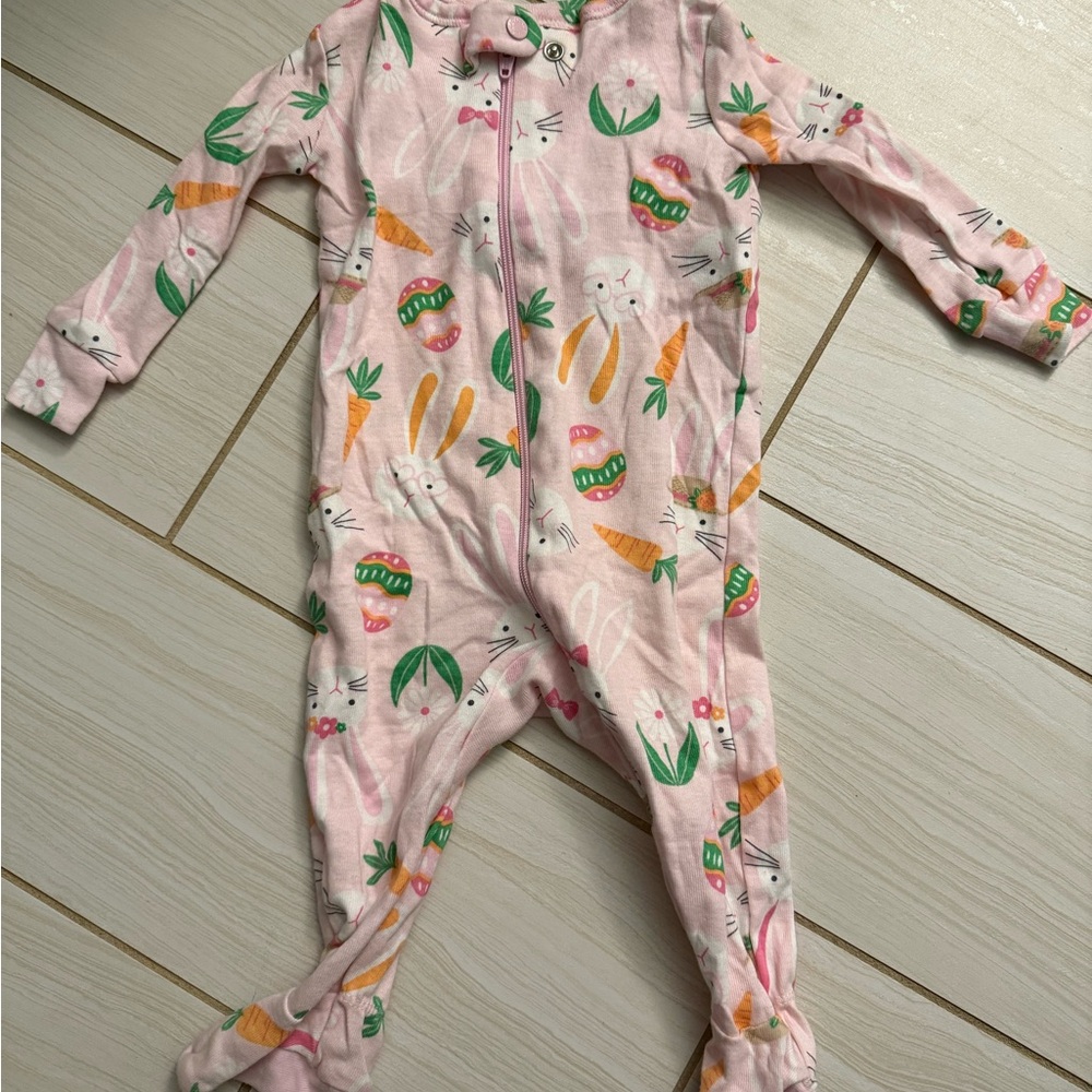 Pink Bunny and Carrot Easter Sleeper Pajamas